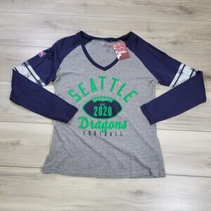 G-III 4Her T-Shirt Women's Large Gray Seattle Dragons V-Neck Long Sleeve New